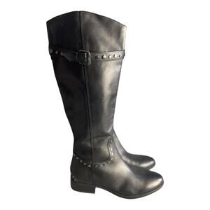 Sam Edelman Women’s Paxton Studded Black Leather Riding Boots Size-10M